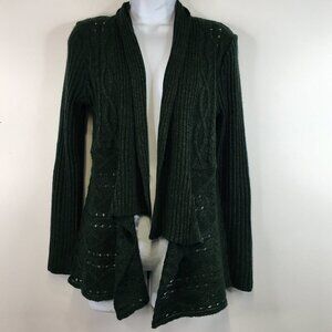 89th & Madison Green Open Cardigan Knit Sweater Size PM
